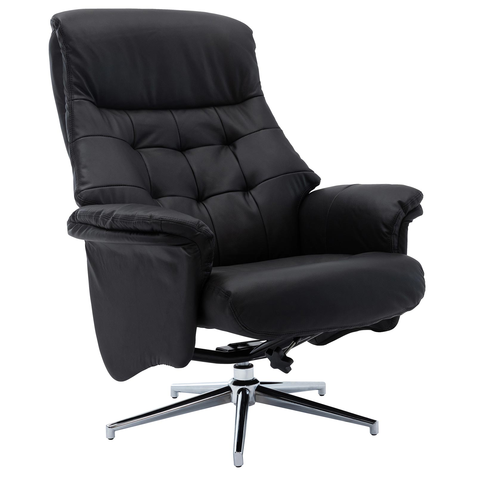 Relaxsessel mit Hocker - schwarz - Leder - Wippfunktion