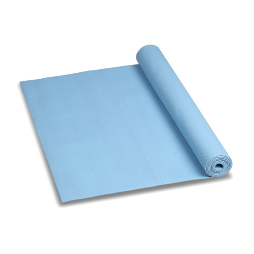 Tapete de ioga e fitness em PVC azul índigo claro, 173 x 61 x 0,3 cm