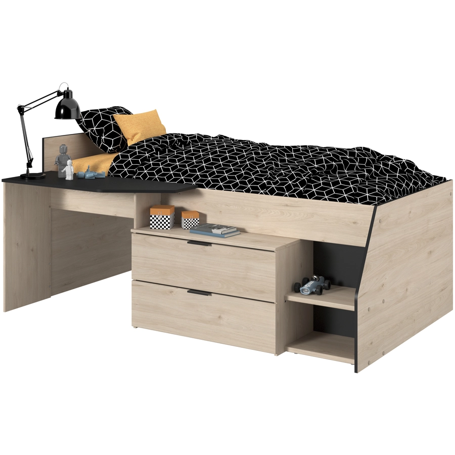 Parisot Multifunktions Hochbett Milky 2 Industrial Style  Eiche Jackson Eiche Jackson