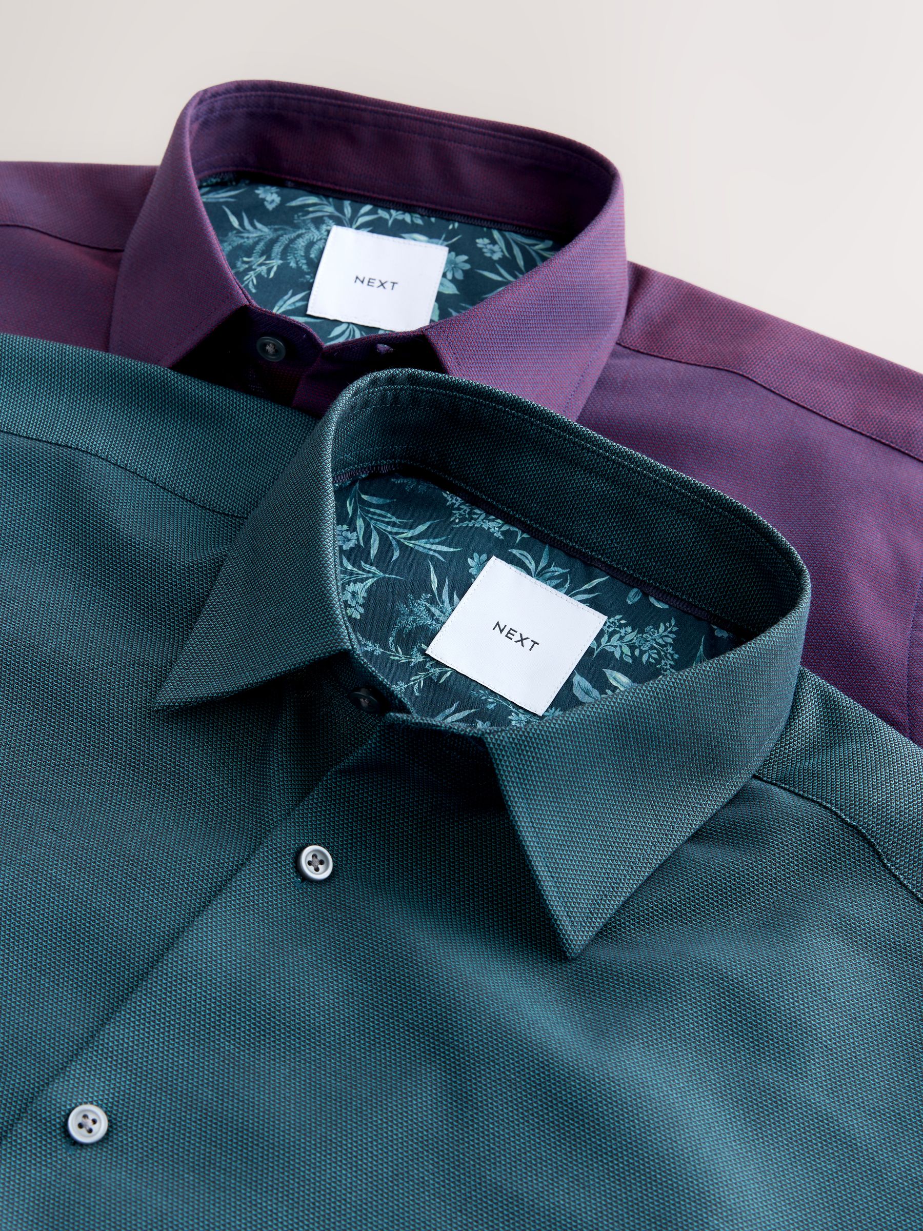 Blauwgroen/paars - Easy Care Smart Shirts 2 Pack with Trim