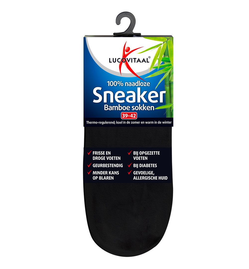 Lucovitaal Bamboe Sneakersokken Zwart 39-42 (1 paar)