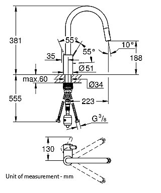 Mitigeur de cuisine medium chromé avec douchette Grohe