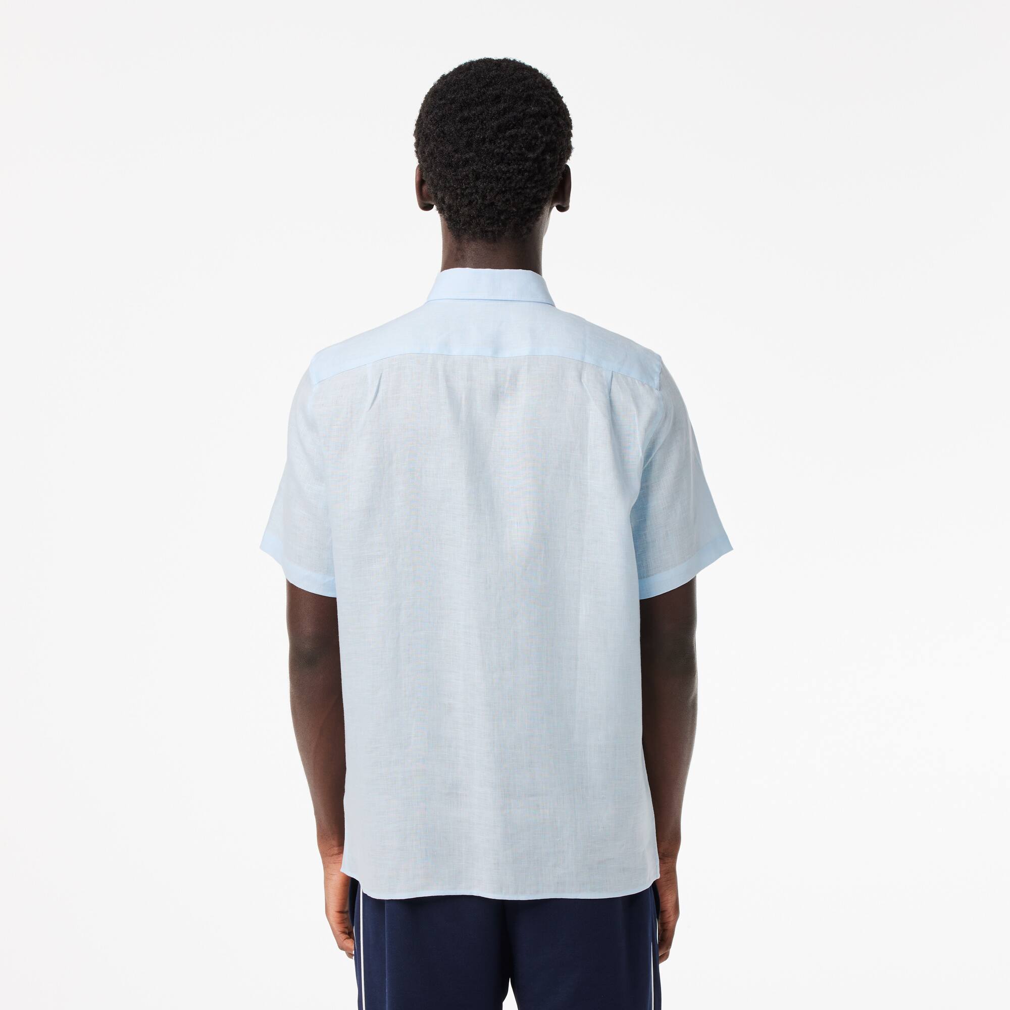 Chemise à manches courtes homme Lacoste en lin Manches Courtes - Bleu - Lacoste - Homme