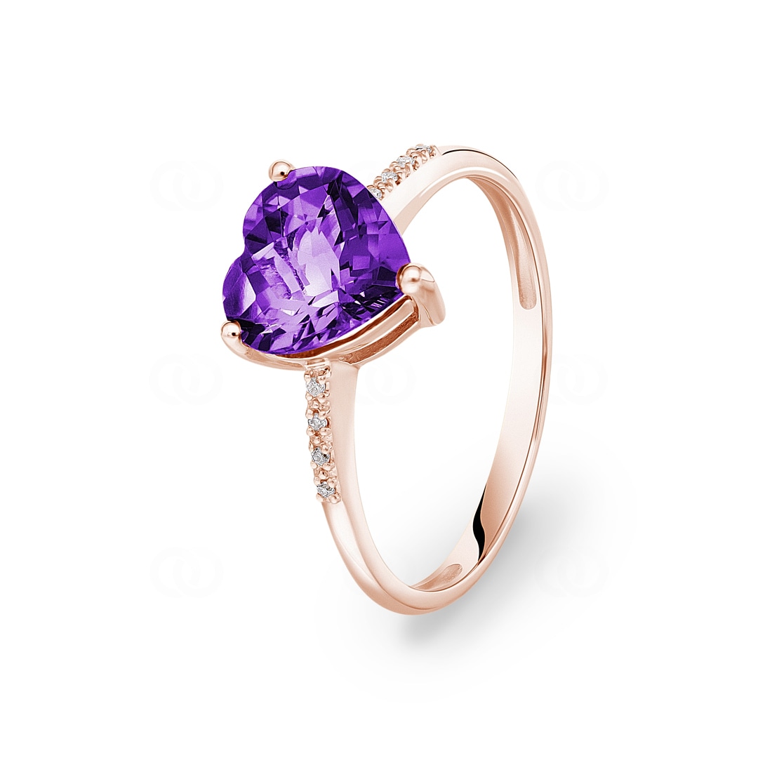 Ring 750/18 K Roségold mit Amethyst und Diamanten 0.02 ct H/si