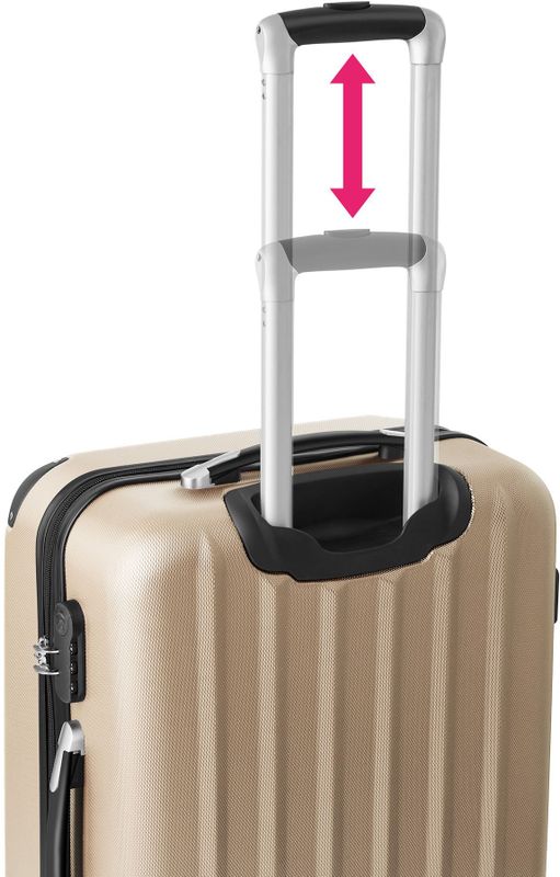 Tectake - Kofferset 3-delig champagne - hardshell - verrijdbaar
