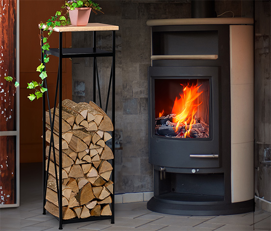 Kaminholzregal mit Holzdeckel, L