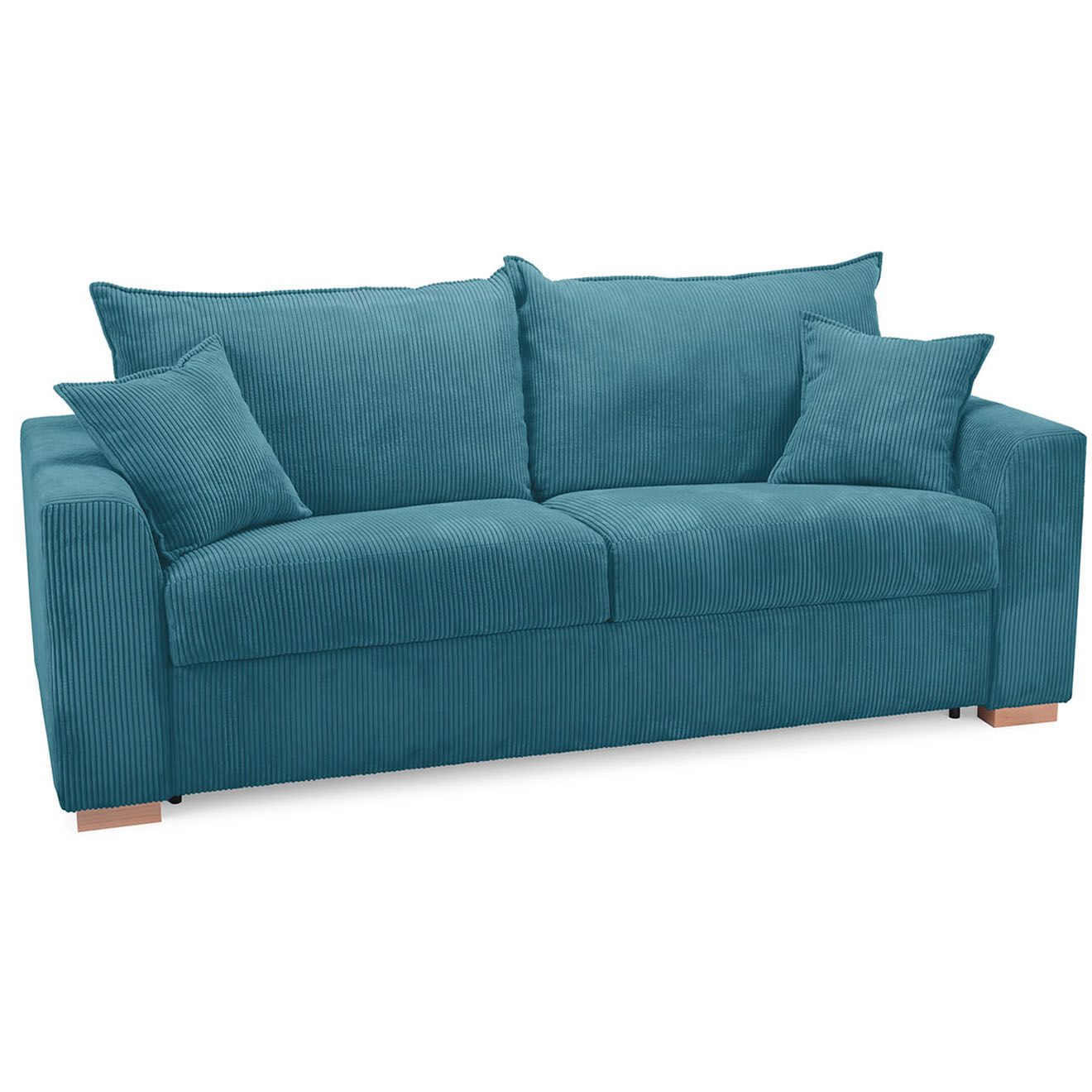 Bobochic Canapé droit augustin ouverture express velours côtelé bleu foncé foncé foncé  - 205x97x96 cm