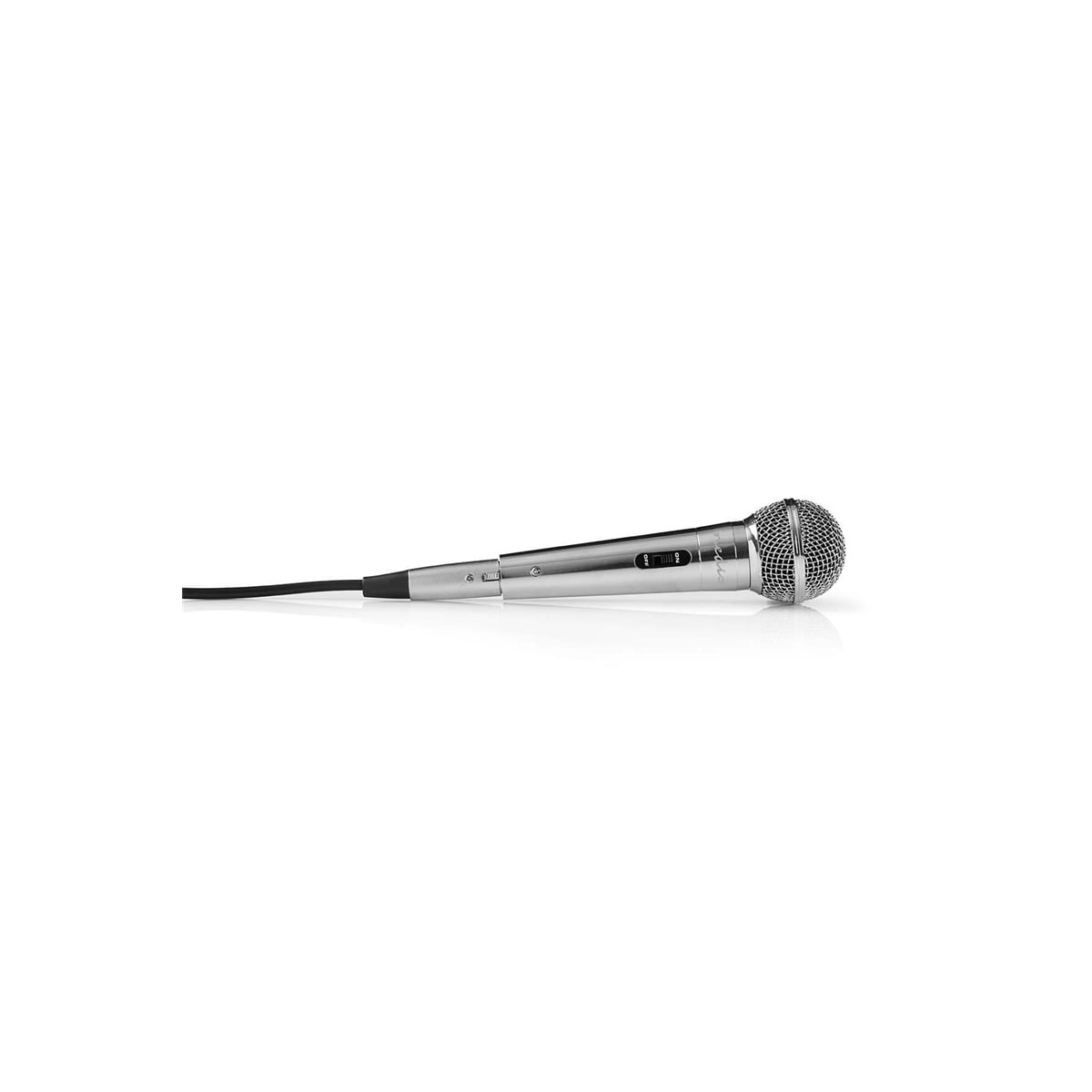 Nedis Wired mikrofon | Kardioid | Avtakbar kabel | 5.00 m | 80 Hz - 13 kHz | 600 Ohm | -72 dB | Av/på-bryter | Metall | Sølv