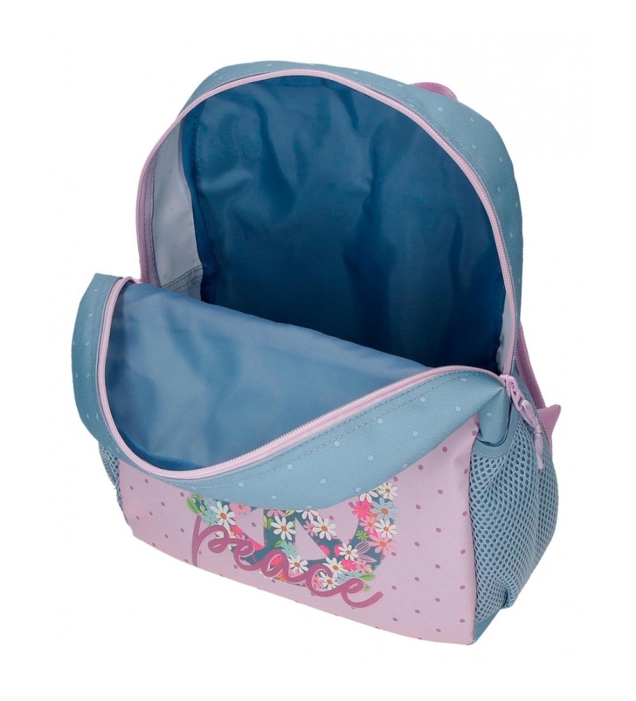 Mochila Roll Road Peace 33 cm azul, rosa