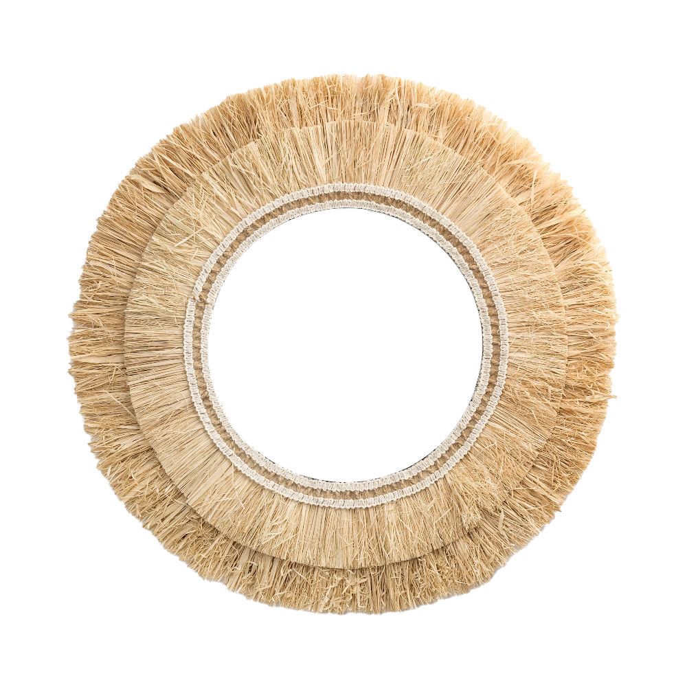 Miroir rond décor fibre végétale Ø40 cm