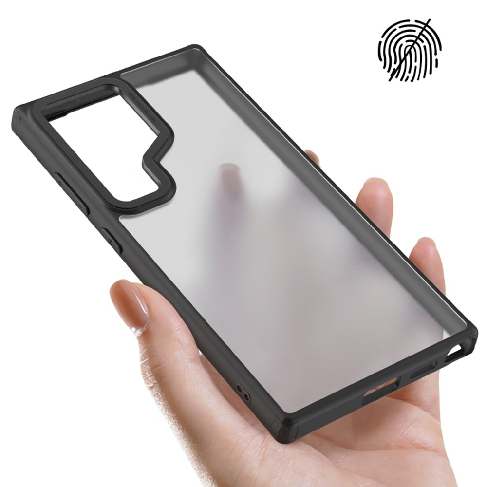Samsung Galaxy S24 Ultra Hybrid Bumper Hülle Matte Beschichtung (Anti-Fingerprint) - Schwarz / Transparent