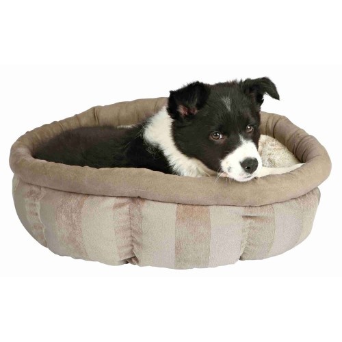 Cama redonda Trixie Leona para cães, marrom e bege.