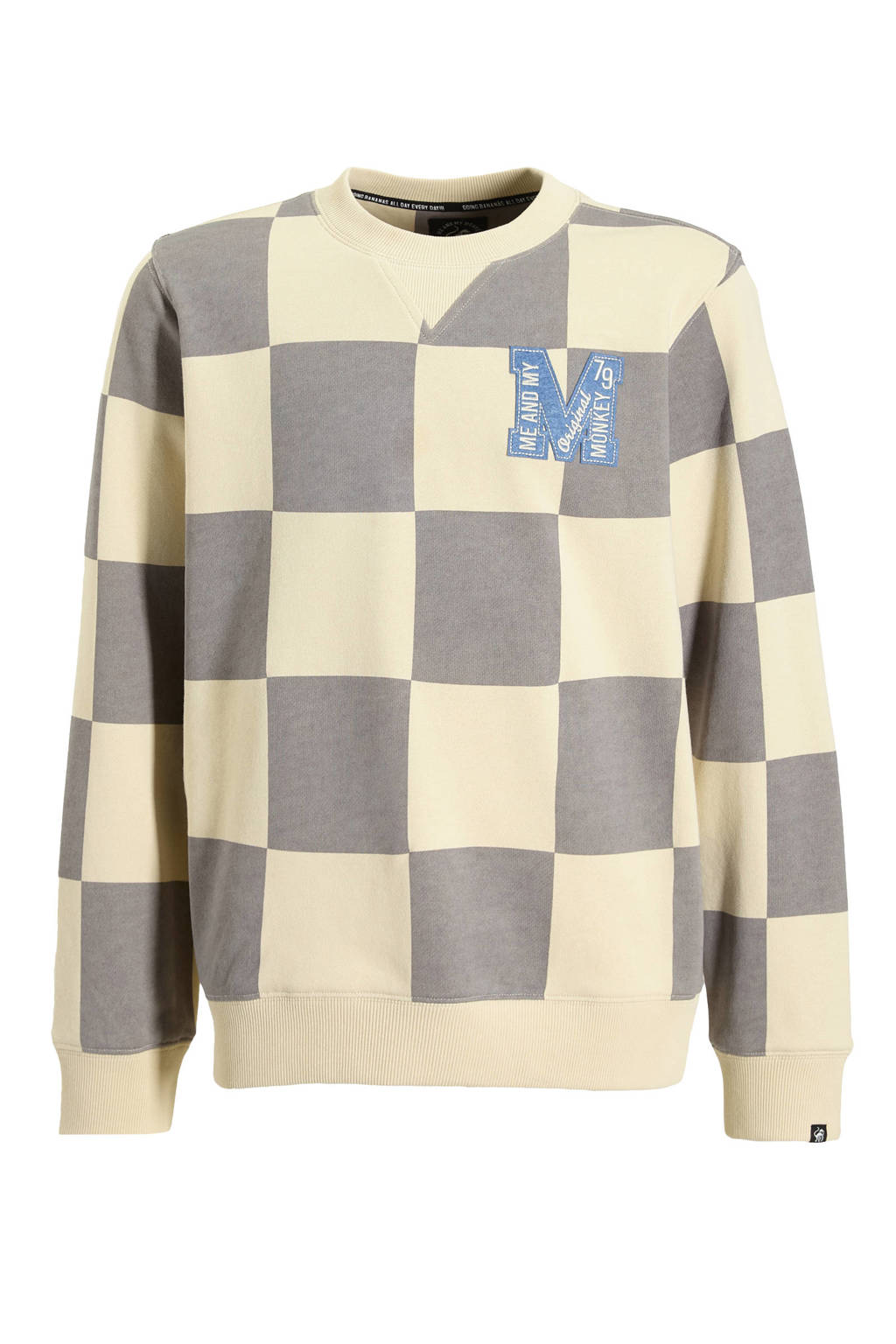 Me & My Monkey sweater Royke met alloverprint beige