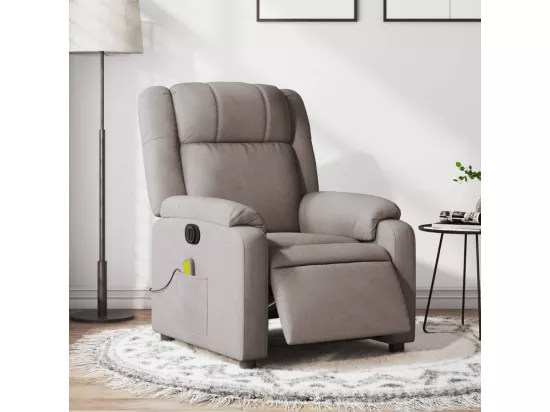 Fauteuil massant inclinable électrique Taupe Tissu