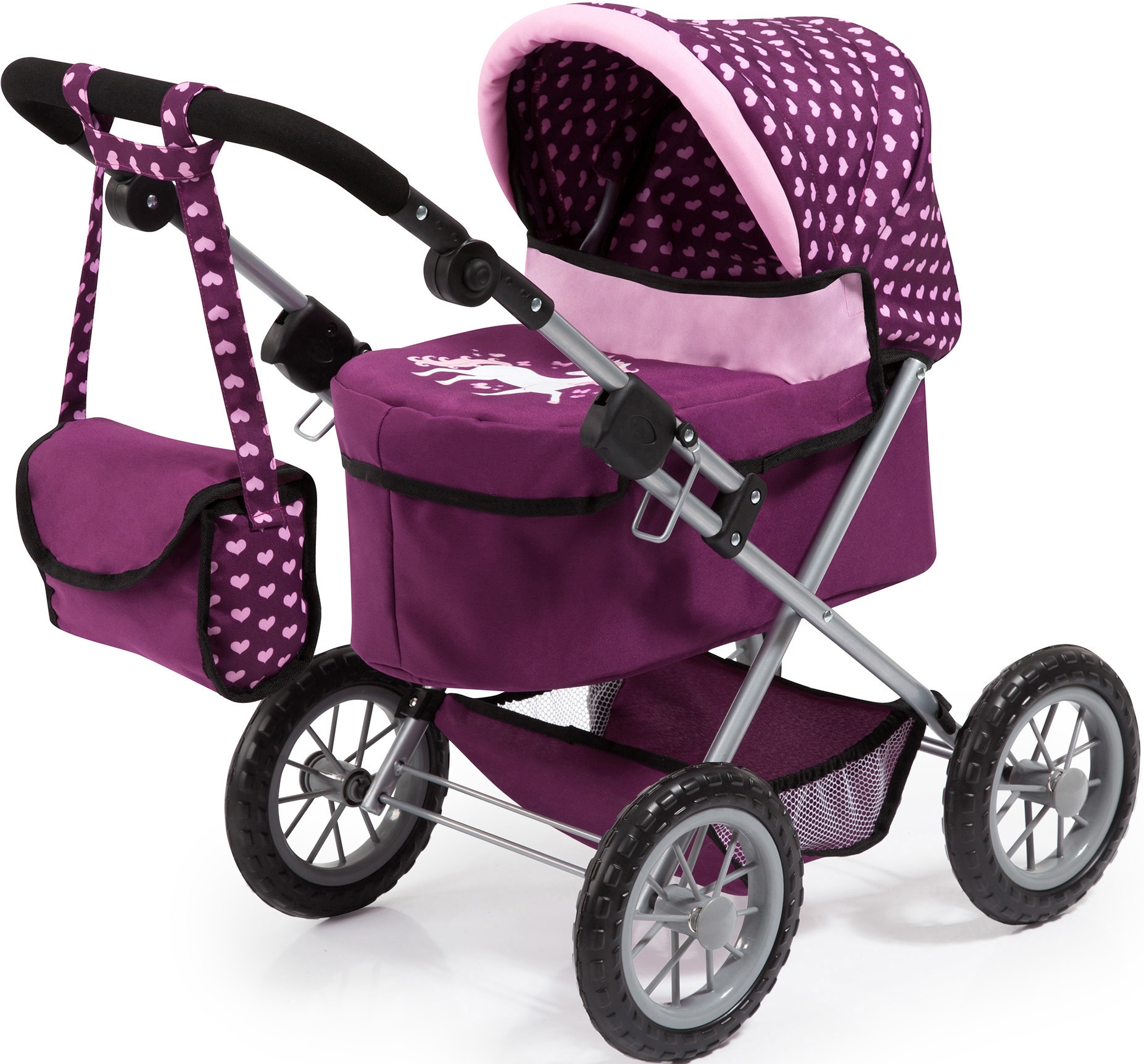 Bayer Puppenwagen »Trendy, pflaume« mit Wickeltasche