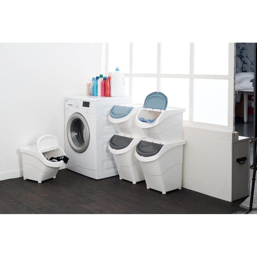 Boîte de rangement blanche avec couvercle 40 L