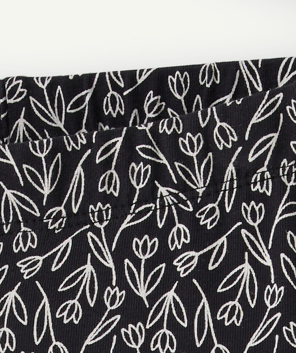 LEGGING FILLE EN COTON BIO NOIR AVEC IMPRIMÉ FLEURI