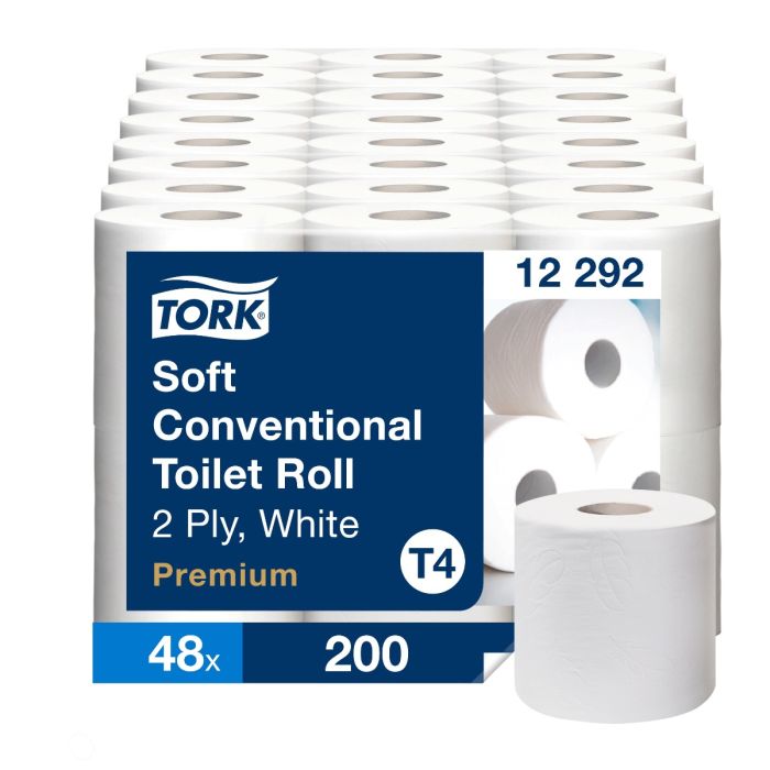 Tork Toiletpapier 12292 Premium toiletpapier 2-lgs T4 12291 wit pk à 48 rol/200 vel (12292)