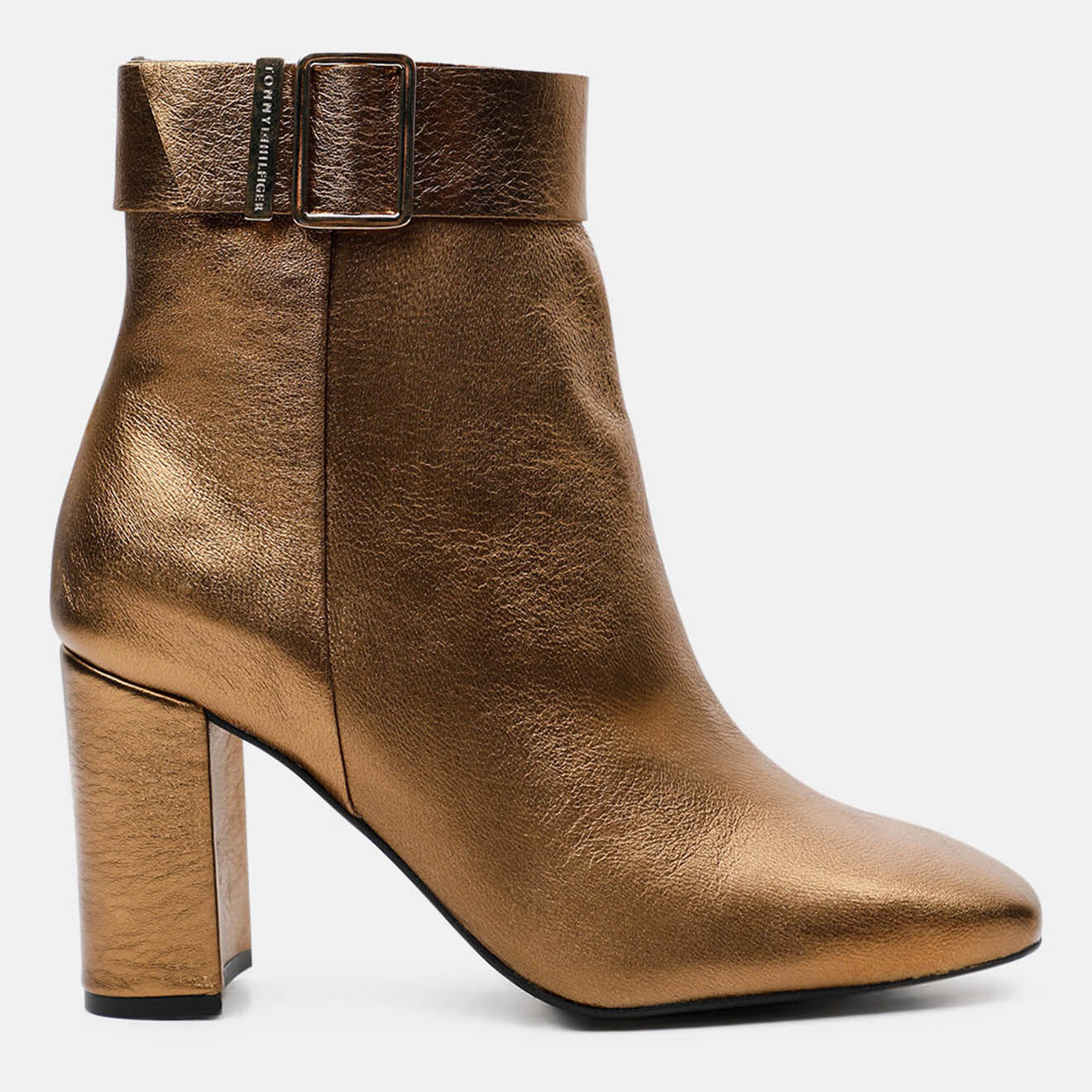 Tommy Hilfiger Bottines en Cuir à talon métallisées dorées - Talon 9 cm