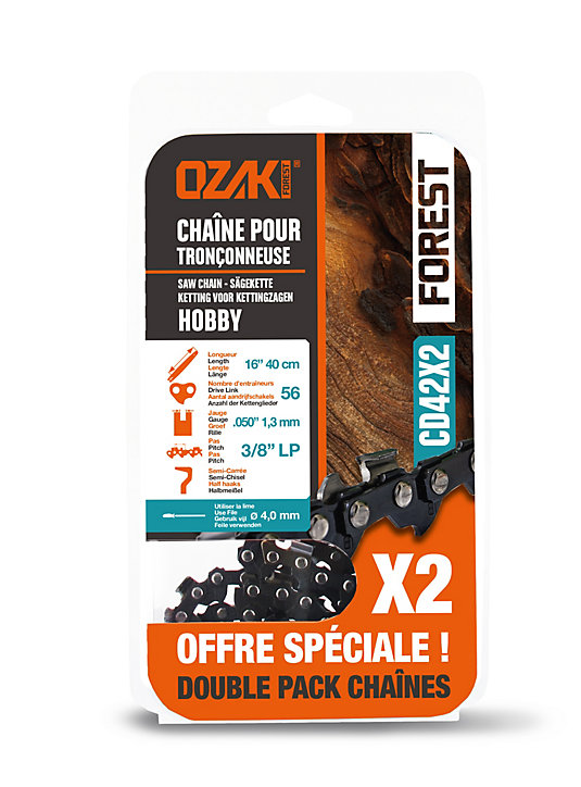 Lot de 2 chaines pour tronçonneuse Ozaki E56 1.3MM