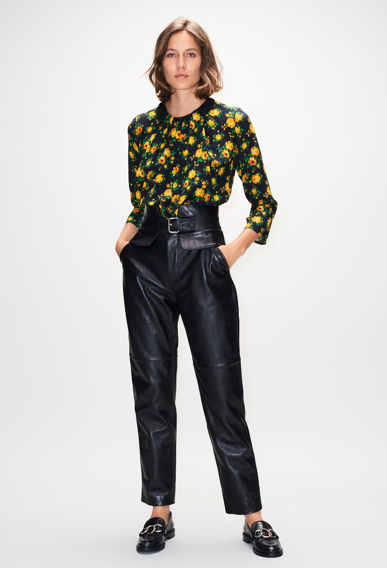 Blouse en soie imprime fleuri