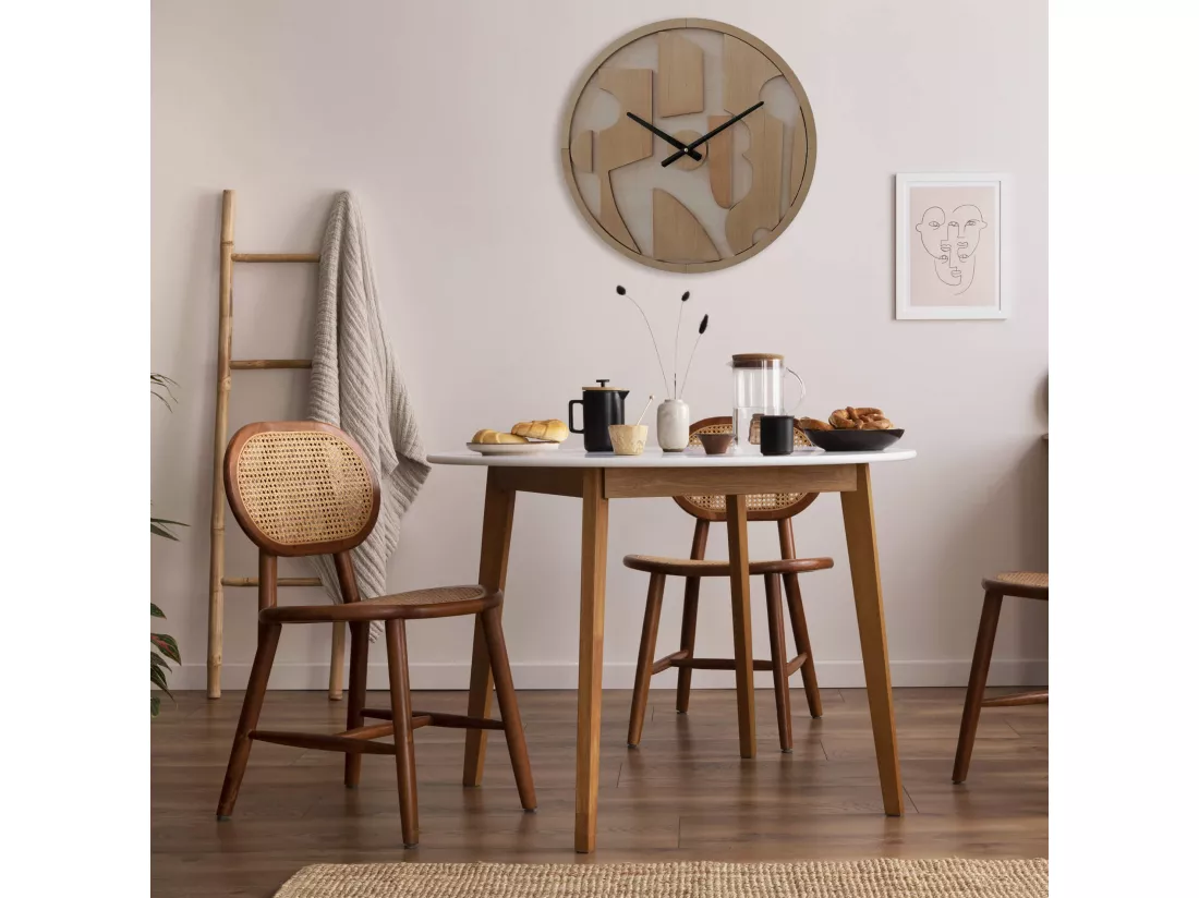 Horloge Murale Ronde Marron avec Cadran Sculpté