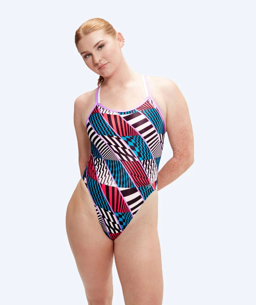 Speedo badedragt til damer - Allover Digital Starback - Rød/blå