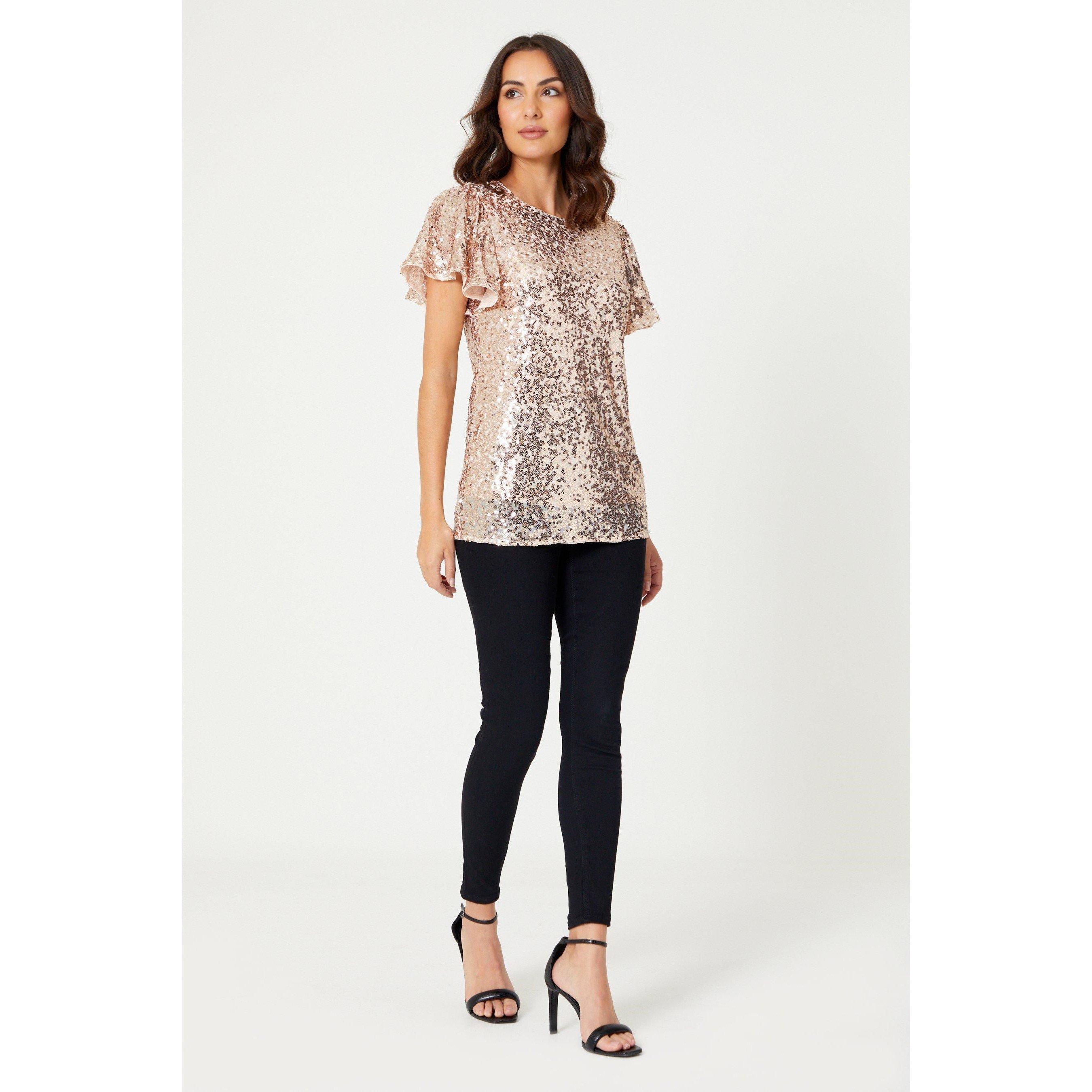 Be You Sequin Sequin Angel Sleeve Top