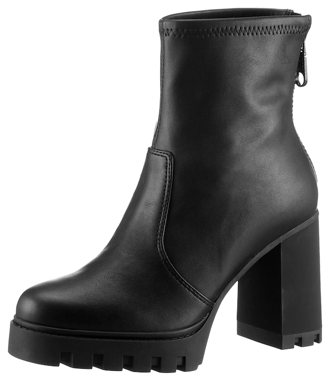 Calvin Klein Jeans High-Heel-Stiefelette »HEEL PLATFORM ZIP BOOT MG NAPPA«  , Ankleboots, Stiefelette, Blockabsatz, mit Fersen-Reissverschluss
