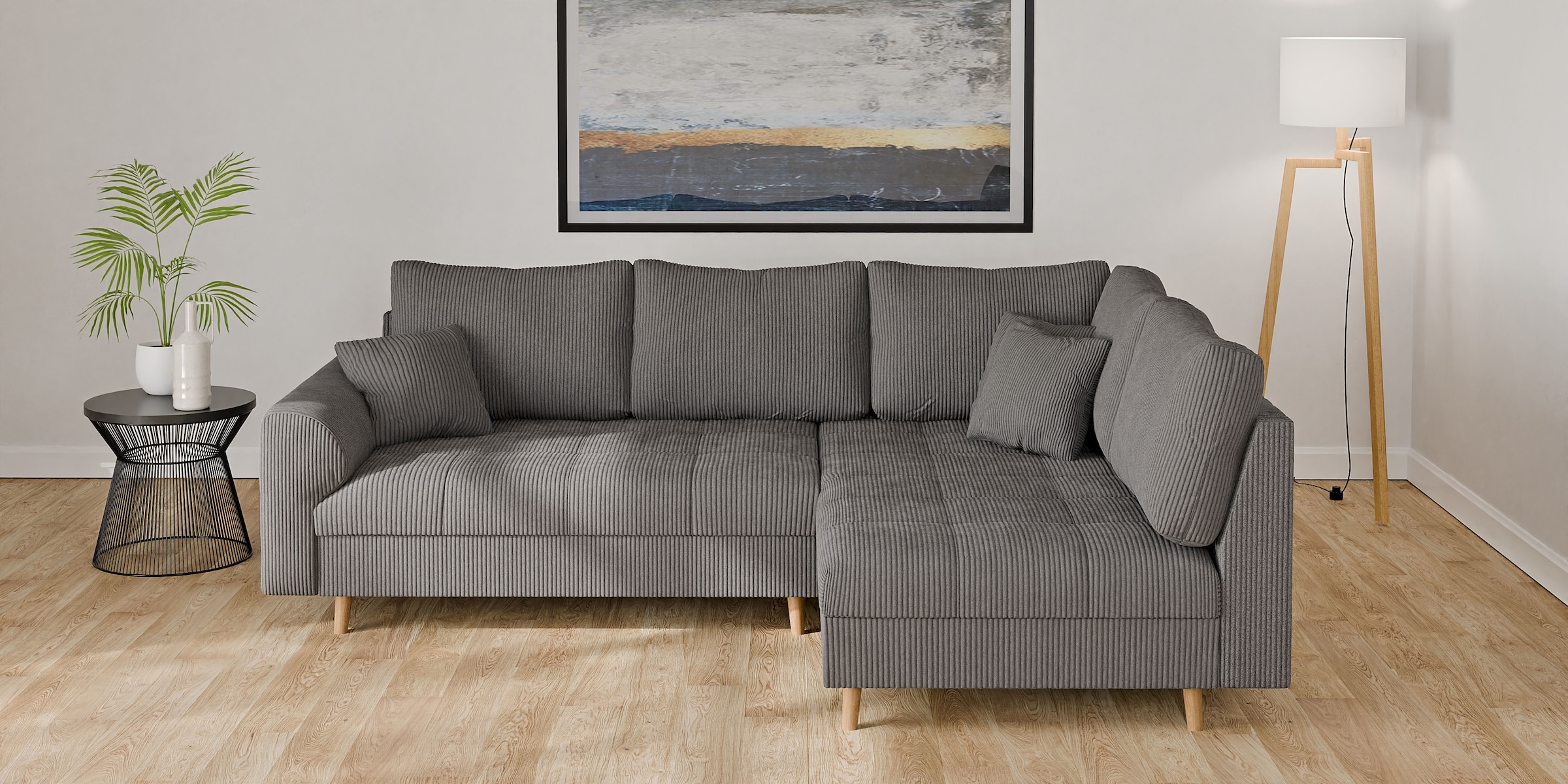 Home affaire Ecksofa »CHARRE L-Form mit Ottomane, Masse B/T/H: 231/161/81 cm« feine Steppung, lose Rücken- und Zierkissen, auch in Cord und Bouclé