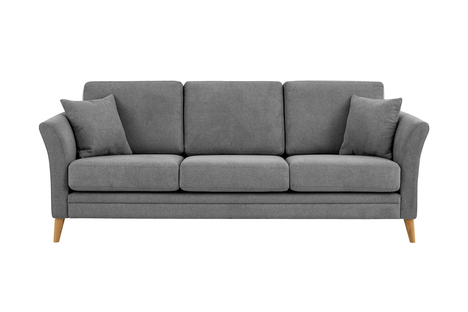 Eden 3-seter sofa Tekstil Brooklyn 3 Grey med ben i eik natur (15137).