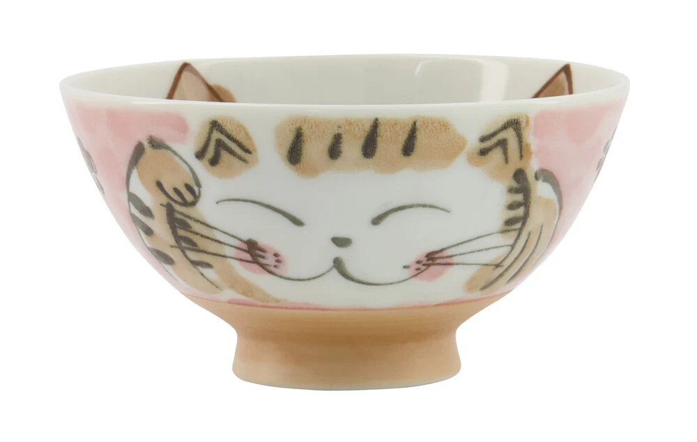Tokyo Design Studio  Kawaii Rice skål, Fuku Cat Neko Pink - 300 ml