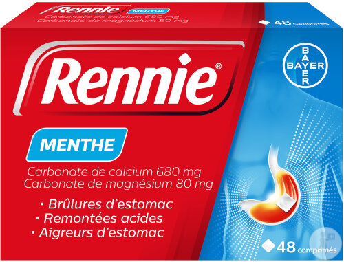 Rennie Menthe Brûlures D'Estomac Et Remontées Acides 48 Comprimés