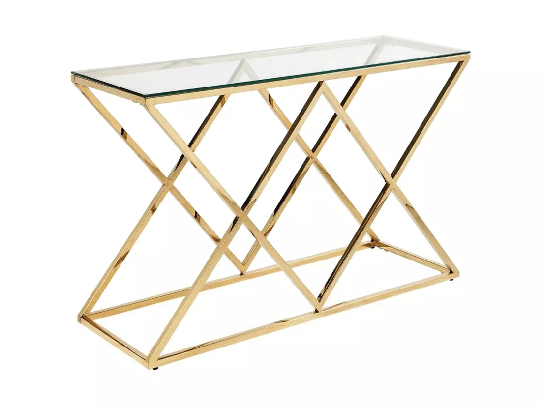Console CHARLOTTE de Pascal MORABITO - Verre trempé et acier - Doré