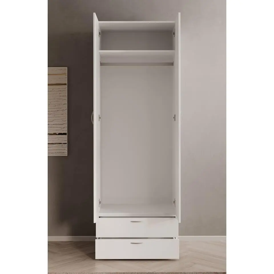Meubella - Kledingkast Bernd - Wit - 74 cm - Met lades