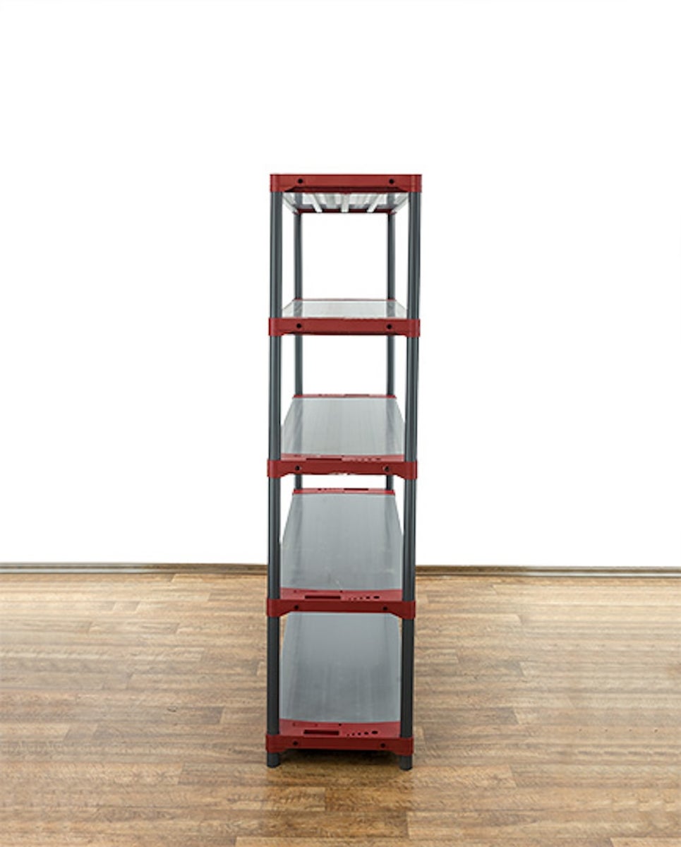 PROREGAL Plastic Plank Grey Bear Hoog HxBxD 180 x 140 x 46 cm Plank Draagvermogen 70 kg Grijs/Rood