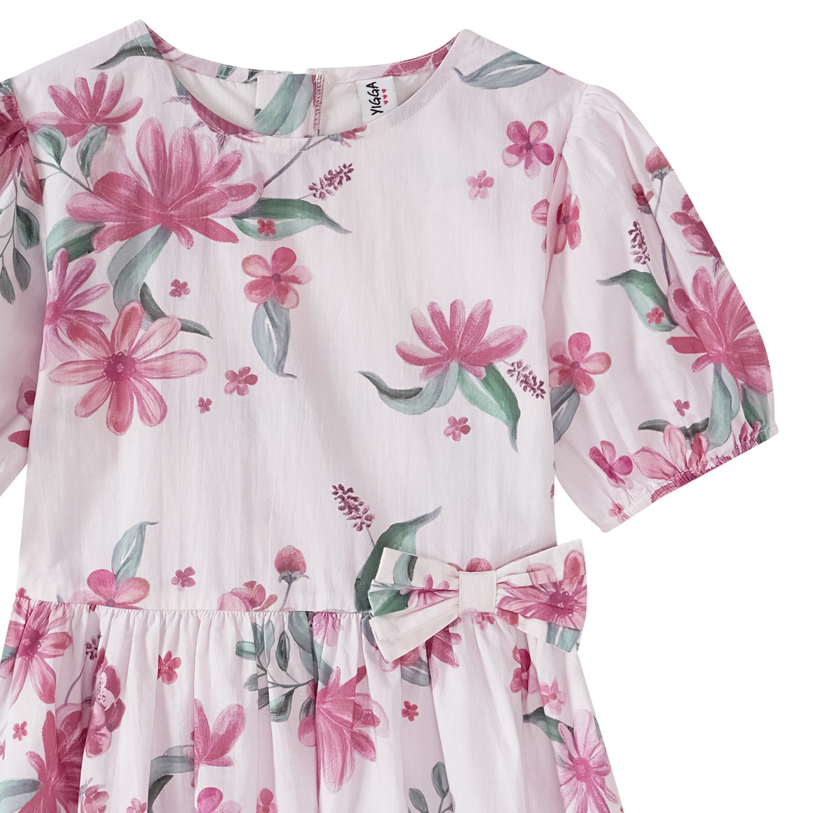 Yigga Festliches Mädchen Kleid mit Blumen-Print rosa