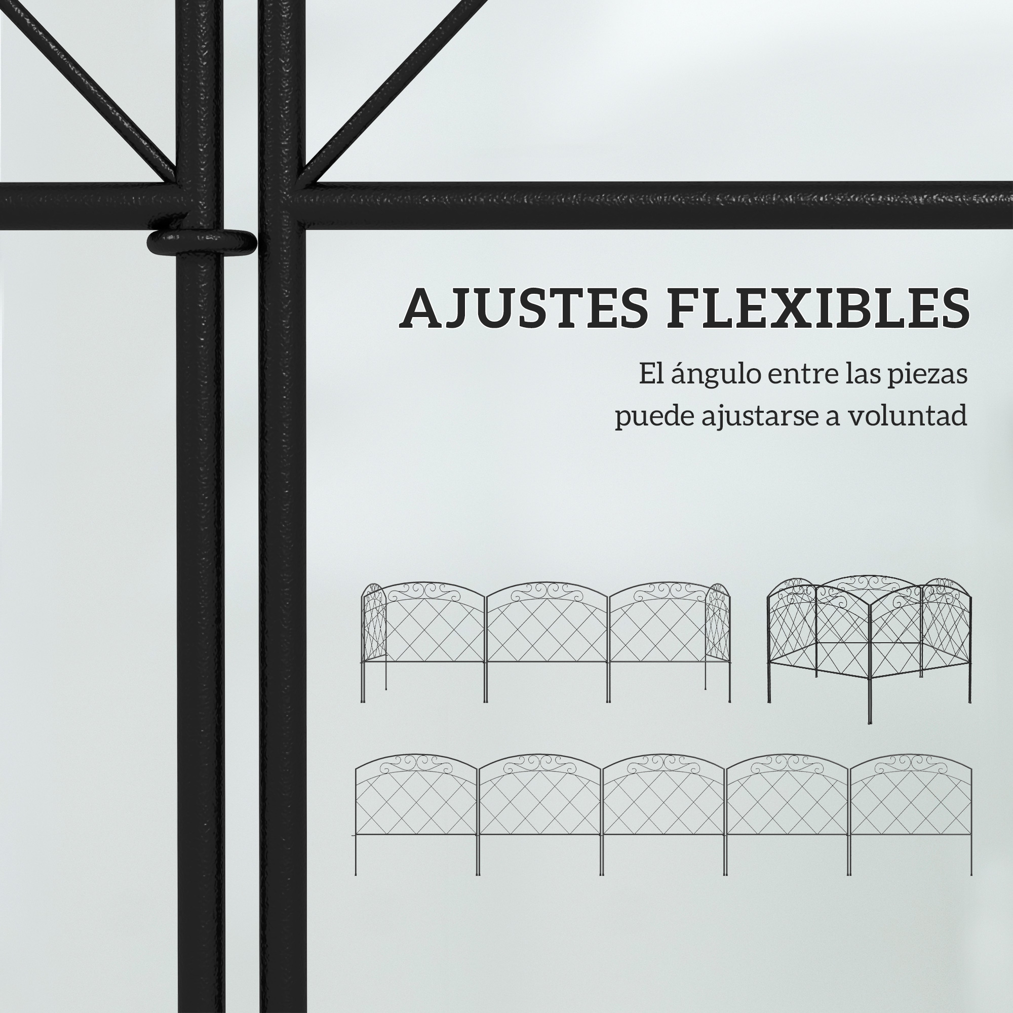 Cercas de jardim pretas Outsunny