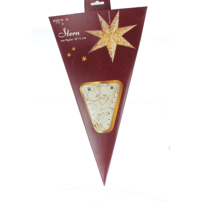 Stern creme mit Goldglitzer - aus Papier - ca. 75 cm