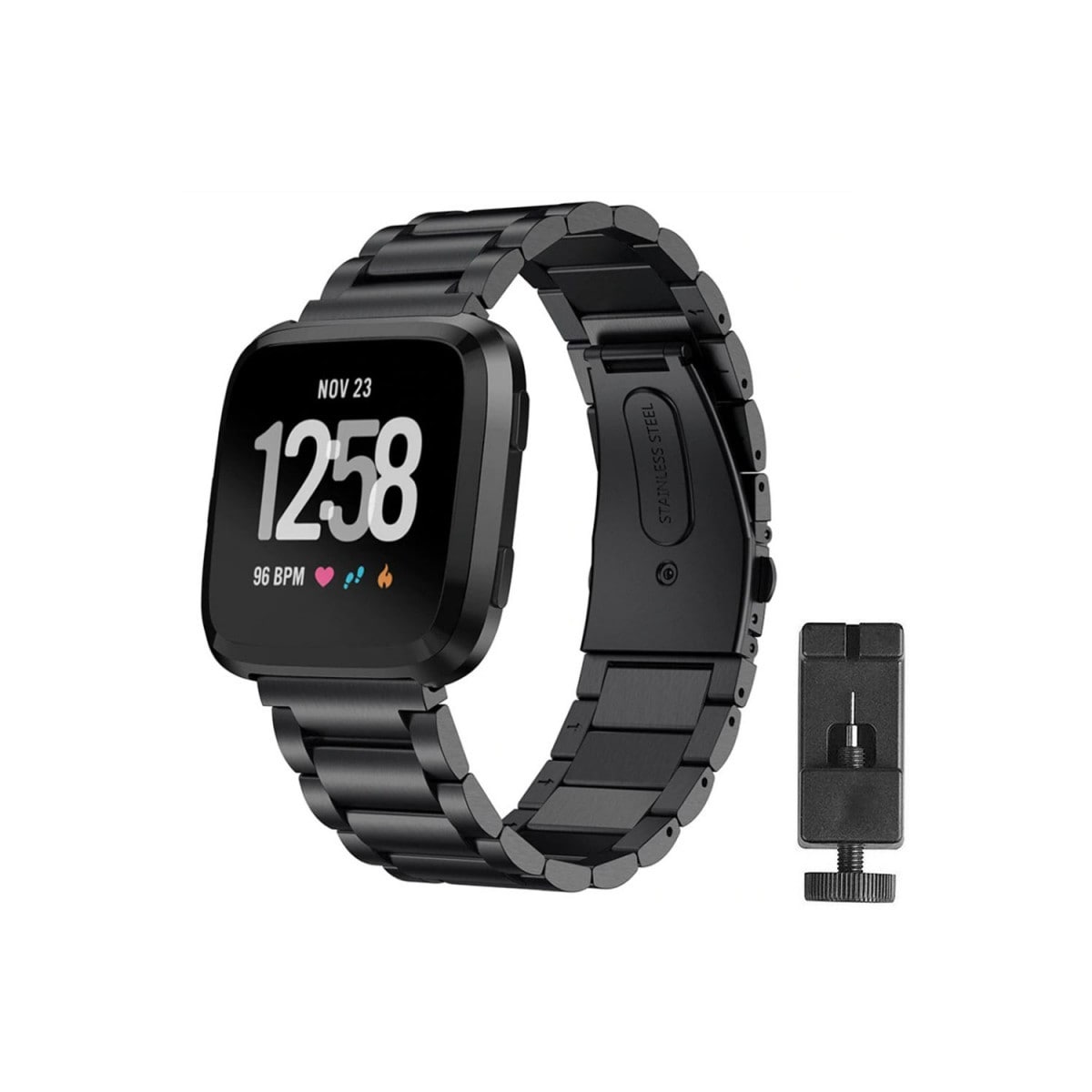 Armbånd rustfritt stål Fitbit Versa / Versa Lite - Svart
