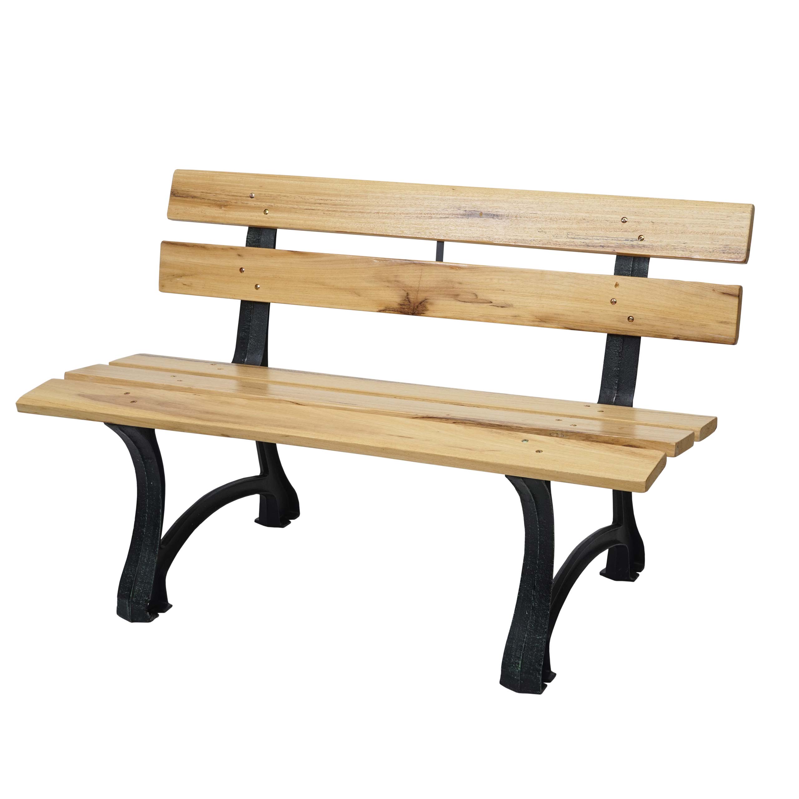 Gartenbank MCW-F96, Sitzbank Parkbank Holzbank, Gusseisen ~ 2-Sitzer 125cm hellbraun