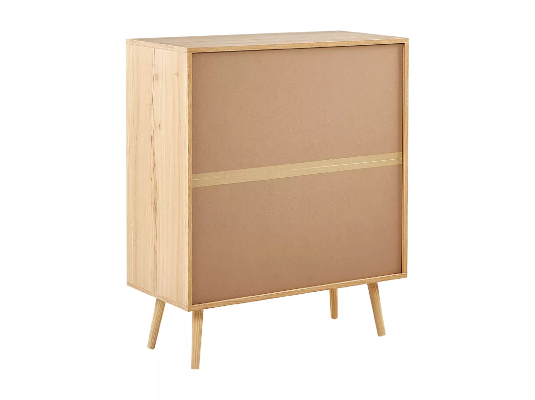 Commode à 4 tiroirs PEROTE Rotin 97 cm Imitation bois Marron clair