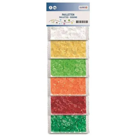 Glorex Pailletten Mix, 30 g bunt und matt, sortiert in 6 knalligen Farben, ideal zum Basteln
