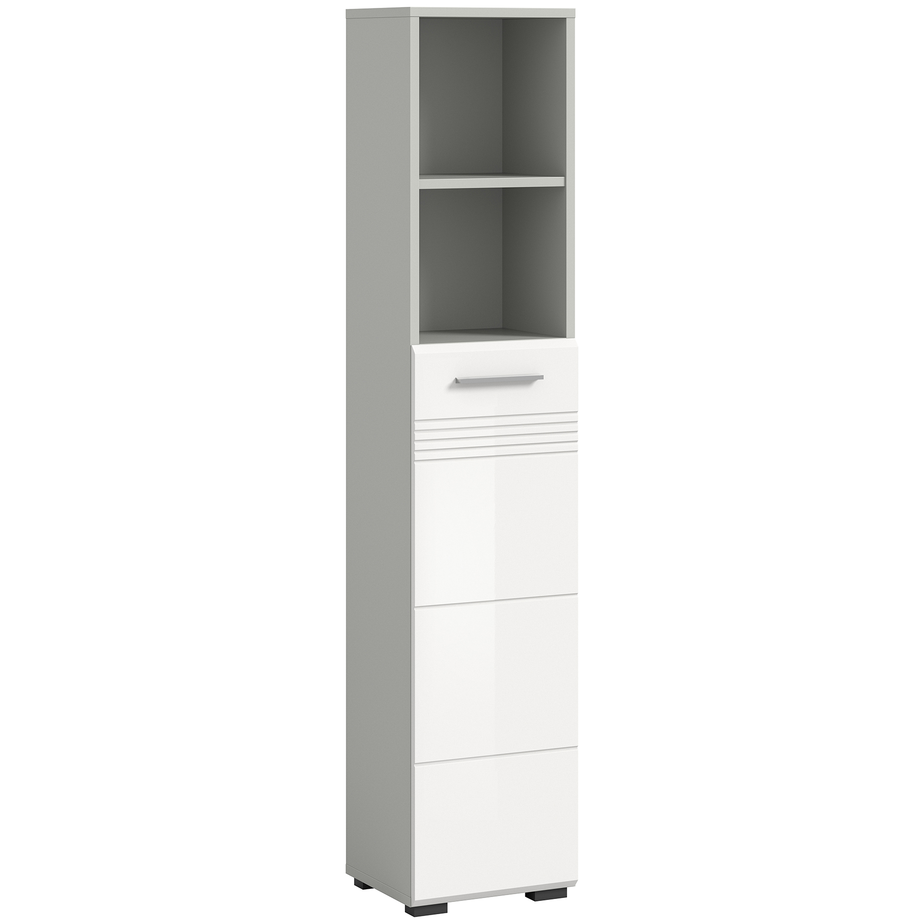 Hochschrank COPA - weiß Hochglanz - hellgrau - 150 cm