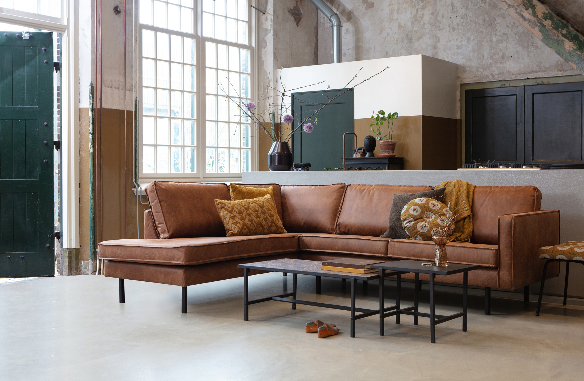 Hoekbank Rodeo cognac Hoekbank Rodeo links - Cognac