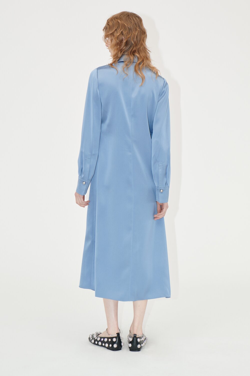 Stine Goya  Collared Midi kjole - Infinity Blue
