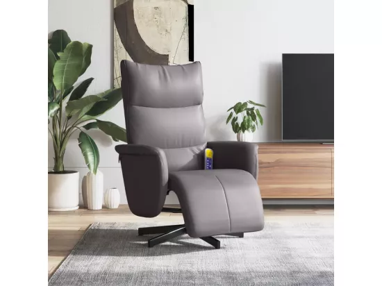 Fauteuil inclinable massant repose-pieds gris similicuir
