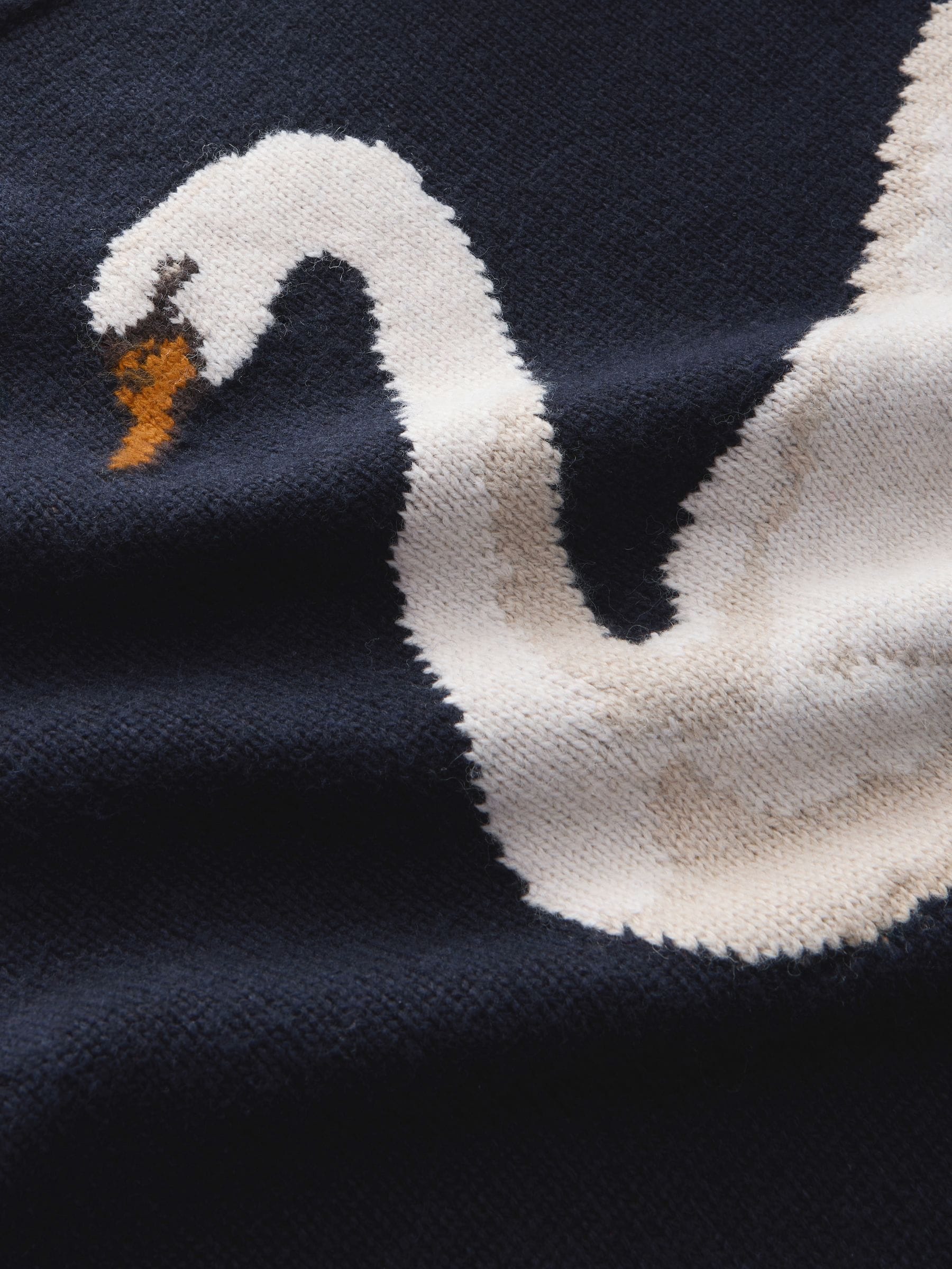 Marineblauwe Swan grafisch ontwerp - Trui met ronde hals en lange mouwen met wol