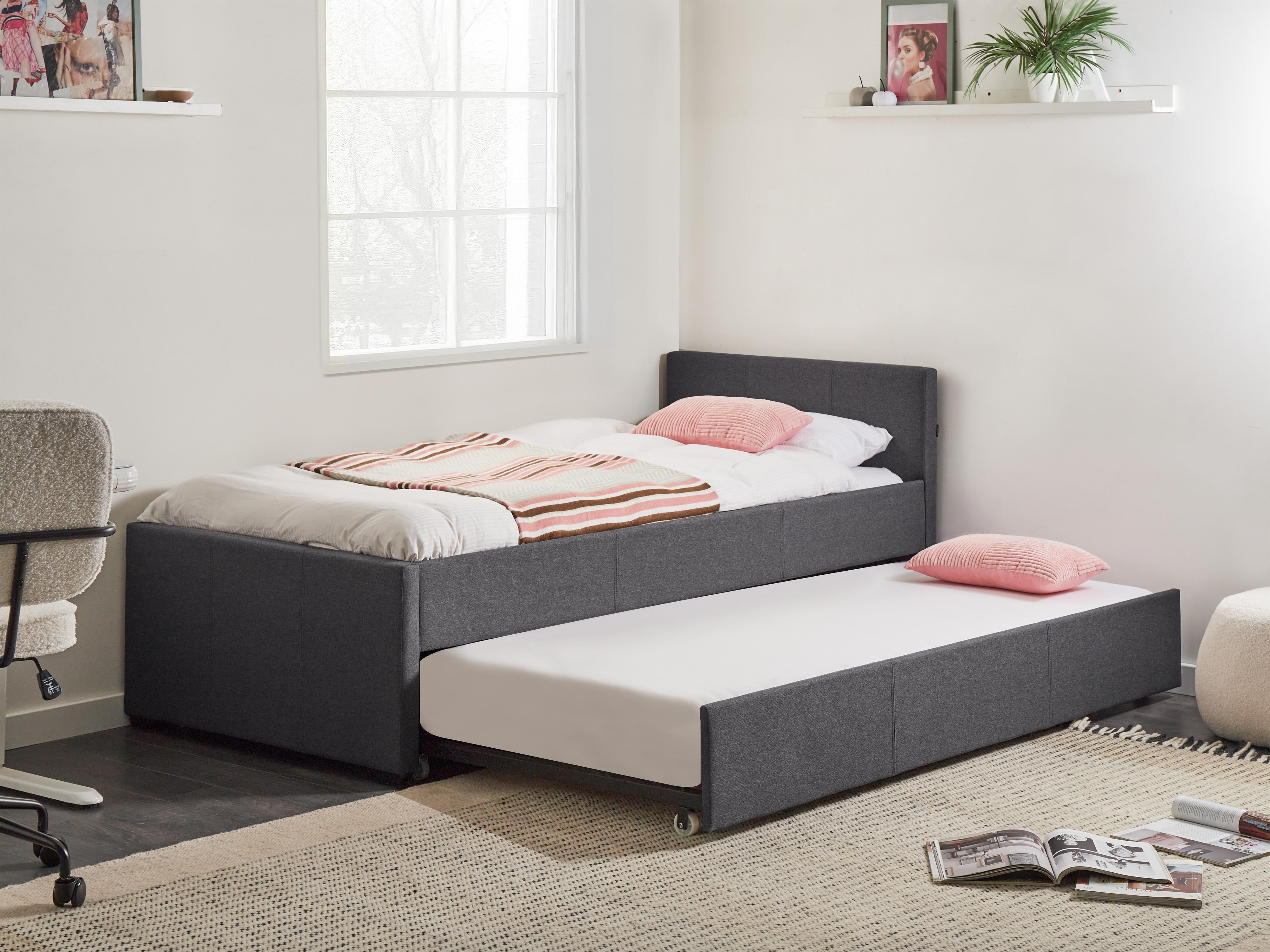 Onderschuifbed Stof MARMANDE 90 x 200 cm Donkergrijs