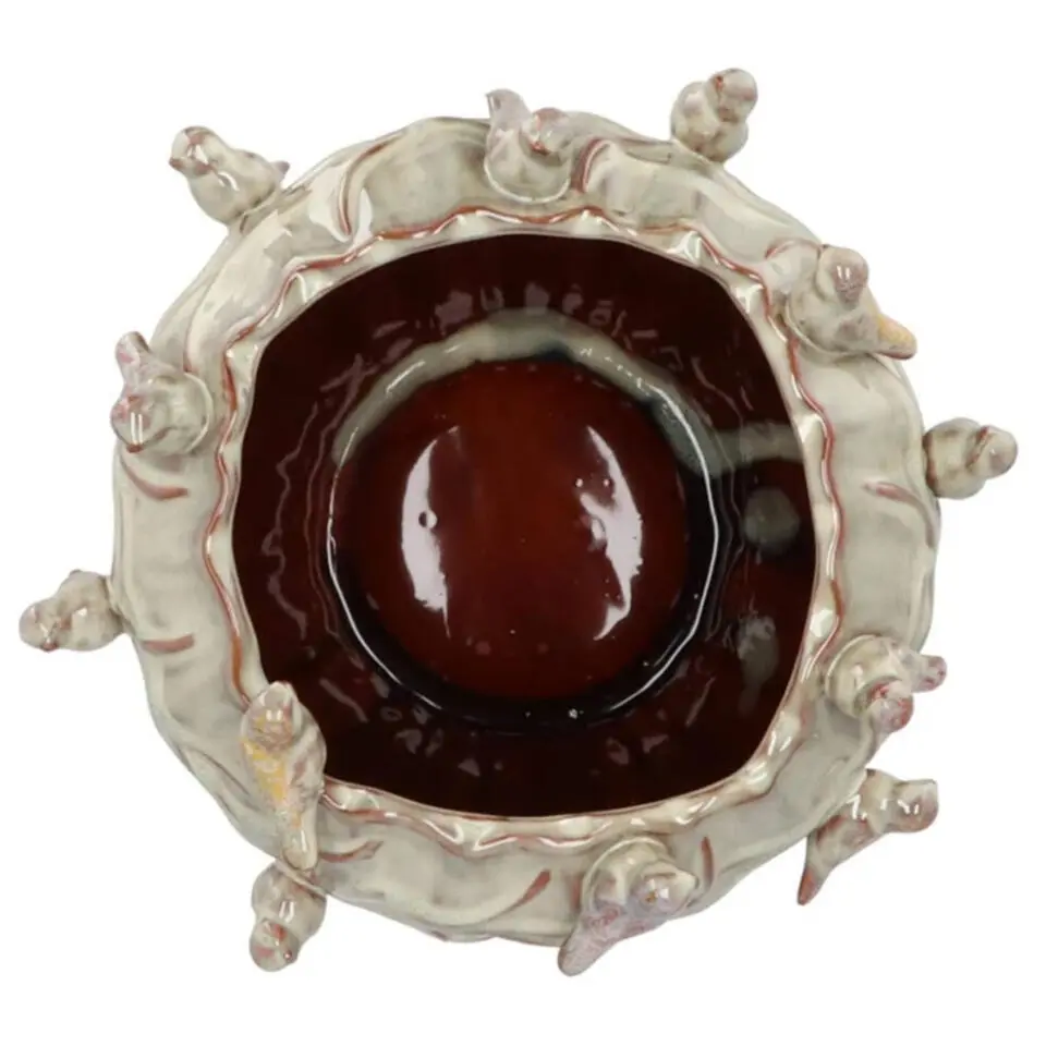 DK Design Bloempot/plantenpot Vogels - mosgroen - D28 x H22 cm